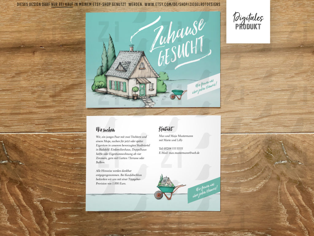 Flyer-Design für die Haussuche, Niedliches Haus, Design für Flyer, Postkarten