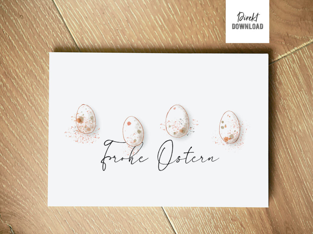 Oster-Motiv für Klappkarte mit Ostereiern, Vorlage, minimalistisch, Printable